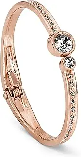 [Lova Jewelry] Clasp Crystal Jewels Rose Gold Tone Metal Bangle Bracelet