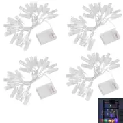 4pcs LED Photo Clip Copper String Lights Hanging Picture Peg Clip Fairy Light for Bedroom Party Decor-Colour