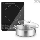 NNEAGS Electric Smart Induction Cooktop and 28cm Stainless Steel Induction Casse