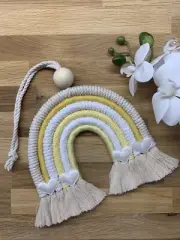 Rainbow Macrame Wall Hanging Nursery Decor Yellow Wall Art