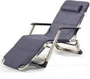 Deck Chair Recliners Folding Recliner Portable Reclining Sun Lounger Outdoor Camping Chair-Grey+Pearl Pad-Gray