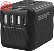Universal Travel Adapter AC Plug 3 USB 1 Type-C PD Charger AU US UK EU