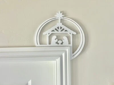 Christmas, holiday, Lovely nativity door frame decoration, White, Black, Silver