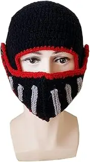 [KiRYu] Beard Hat Roman Knight Helmet Visor Cosplay Knit Beanie Hat Cap Wind Mask