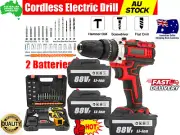 Cordless Drill 2x Battery Heavy Duty Impact Driver Kit Brushless Hammer Set 88V