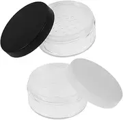 minkissy Makeup Sifter Container 2pcs Plastic Loose Powder Jar with Lid Refillable Powder Box for Travel