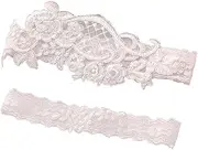 [LIFKOME] Elegant Bridal Lace Leg Band Elastic Floral Belt Accessory for Wedding Bridesmaid Prom White