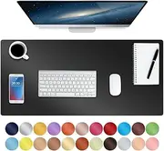 Boutilon Leather Mouse Pad,Extended Desk Pad for Keyboard and Mouse Non-Slip Study Desk Writing Pad Desktop Protector for Home Office Accessories,30"x 14"(M-Black)