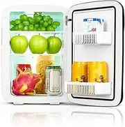 Mini Refrigerator, 15L Dual-Core Car Refrigerator with Digital Display/Temperature Control, Equipped with AC/DC Power Supply, Portable Mini Beauty Skin Care and Makeup Freezer