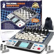 Electronic Talking Chess Computer Set, 8-in-1 System with 100 Programs Helps Kids and Adults Sharpen Their Chess Skills for Kids, Adults, and Enthusiasts of All Ages