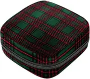 Period Bag,Sanitary Napkin Storage Bag,Classic Tartan Pattern Dark Green Grid,Tampon Bag for Purse