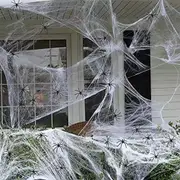 Halloween Artificial Spider Webs With 60 Fake Spiders Super Stretch Cobwebs
