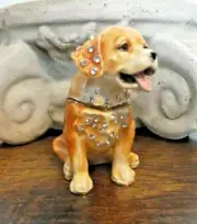Yellow Lab puppy Trinket Box, jeweled, enameled, NIB - Precious