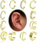 12Pcs Ear Cuff for Women Non Piercing 14K Gold Plated Ear Cuff Gold Cuff Earring