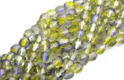 50 SAPPHIRE AND LEMON GLASS FACETED LOOSE BEADS 6MM