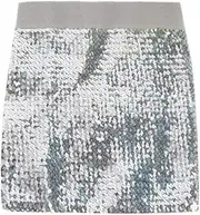 [FFWTPY] Shorts Women's Sequin Skirt Glitter Skirt Mini Skater Sexy Elegant High Waist Hip Skirt with Elastic Waist for Clubwear Party Rave Outfit