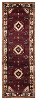 2x7 United Weavers Red Geometric Blocks Runner 2055 40334 - Aprx 2' 7" x 7' 4"