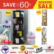 1.6m Wooden 5 Tier Rotating Revolving Book Shelf Bookcase Display Storage Stand