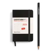 Weekly Planner 2025, Hardcover (Black) - A7