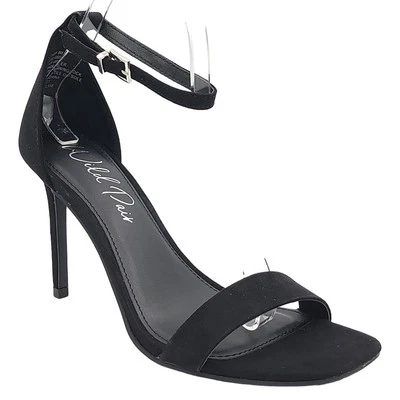 Wild Pair Women Bethie Two Piece Stiletto Heel Ankle Strap Sandals US 8M Black