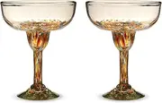 Twine Segunda Vida Artistico Margarita Bar Glasses, Mexican Margarita Glasses Margarita Set Home Cocktail Bar Gifts, 100% Recycled Glass, Multicolor 10oz Set of 2