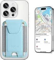 [Miroddi] for MagSafe Wallet, Works with Apple Find My, Magnetic Phone Wallet Tracker for iPhone 16/15/14/13/12 Series, Magnetic Card Holder with Privacy Flap, RFID Blocking, Fit 7 Cards, White Ice,
