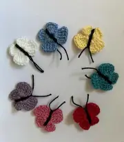 7 CROCHET BUTTERFLIES APPLIQUES EMBELLISHMENTS CRAFTS SCRAP BOOKING