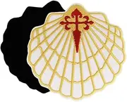 Cute-Patch Scallop Shell Patch with Cross of Saint James Camino De Santiago Camigas Embroidered Hook and Loop Patch
