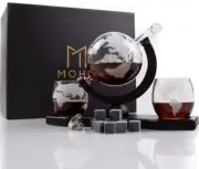 Moho Premium Whiskey Decanter Gift Set , Handmade Globe Decanter Set , 2 Glasses