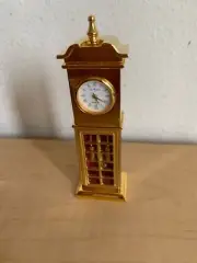 GRANDFATHER ANNODIZED GOLD METAL MINI DESKTOP QUARTZ CLOCK BRAND NEW