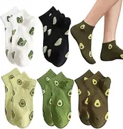Socks for Women | 5 Pairs Cotton Socks with Avocado Pattern,Ankle Sport Socks for Running Comfortable Breathable Shwing