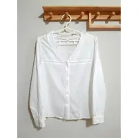 在飛比找蝦皮購物優惠-歐風白色刺繡點點蕾絲領襯衫 內搭 蕾絲打底 長袖襯衫