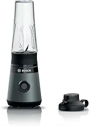 Bosch VitaPower Series 2 MMB2111S Mini Blender, High Speed Mixer, up to 40,000 rpm, Tritan ToGo Bottle 0.6 L, Drinking Lid, Shatterproof, Dishwasher-safe, 450 W, Silver/Black