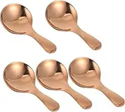 LABRIMP 5 Pcs Mini Stainless Steel Spoons Rose Gold Dessert Sugar Condiment Tea Scoops Kitchen Tools for Adults Thickened Design for Everyday Use