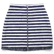 Designer Sonia Rykiel Navy Striped Zip Front A-Line Skirt Size 36 NEW Stylish