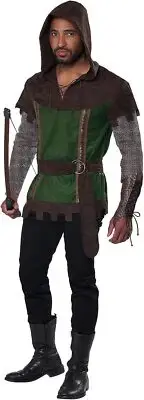 Prince Of Thieves Medieal Robin Hood Man Fancy Dress Up Halloween Adult Costume