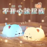 💕免運+可開發票💕萬火呼嚕貓硅膠小夜燈臥室睡眠拍拍520送男生日禮物抖音衕款臺燈可貨到付款