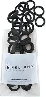 Heliums Extra Small Hair Ties - Black - Tiny 0.7 Inch Seamless Hair Bands, Mini No Damage Elastics, Pack of 40