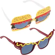 [Minkissy] Hamburger Dress up Glasses Photo Booth Props Funny Unique for Halloween Music Party Thanksgiving Comfortable Lightweight Novelty Glasses