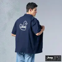 在飛比找momo購物網優惠-【JEEP】男裝 吉普鴨印花口袋短袖襯衫(深藍)