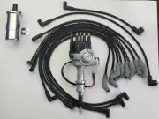 FORD 289 302 SMALL CAP HEI DISTRIBUTOR + 8.5mm SPARK PLUG WIRES + CHROME COIL (for: Ford)