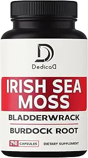 2400mg Organic Irish Sea Moss Capsules Combined with Burdock & Bladderwrack - SeaMoss Pills Support for Digestive Health, Immune System & Body Balance - 240 Vegan Capsules