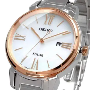 【SEIKO 精工】官方授權 SOLAR 光動能日系淑女腕錶-珍珠貝x銀 錶徑32mm-贈高檔收納盒6入(SUT326P1-SK008)