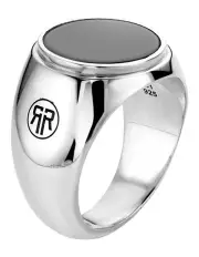 [Rebel & Rose] Round Onyx Lowneck Ring in Silver