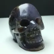 98g Awesome Natural PURPLE Agate Crystal Quartz Skull Healing Carving