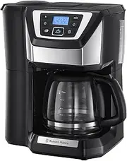 Russell Hobbs Chester Grind & Brew Filter Coffee Machine, Bean to cup, Quiet brew technology, 1.5L Carafe/12 cups, 4-12 Cup brewing option, 24hr timer, 40min keep warm, Washable filter, 1025W, 22000