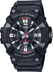 Casio MW610H-1AV, 10 Year Battery, Black Resin Band, Date, 100 Meter WR, NEW