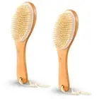 2 Pcs Back Body Dry Brushing Natural Boar Bristle Skin Scrub Brushes Conured