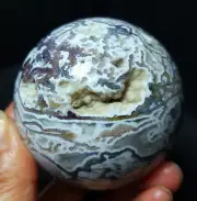 TOP 344G Natural Polished Moss Agate Crystal Sphere Ball Healing WD571