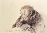 Norstein's/Norshteyn The Overcoat drawing over pochoir (A.A. Writing)